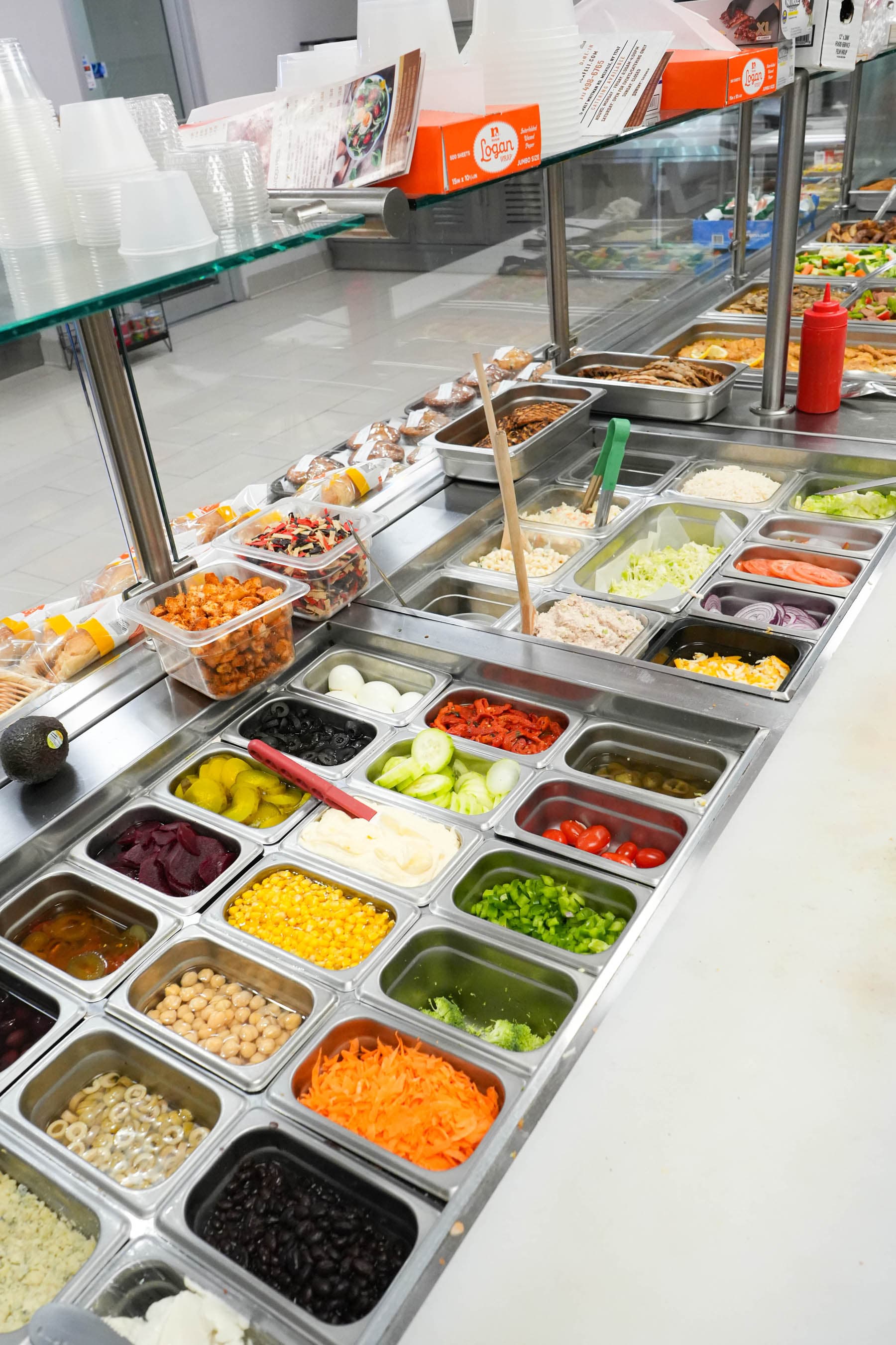 Fresh toppings along Nonna’s salad bar