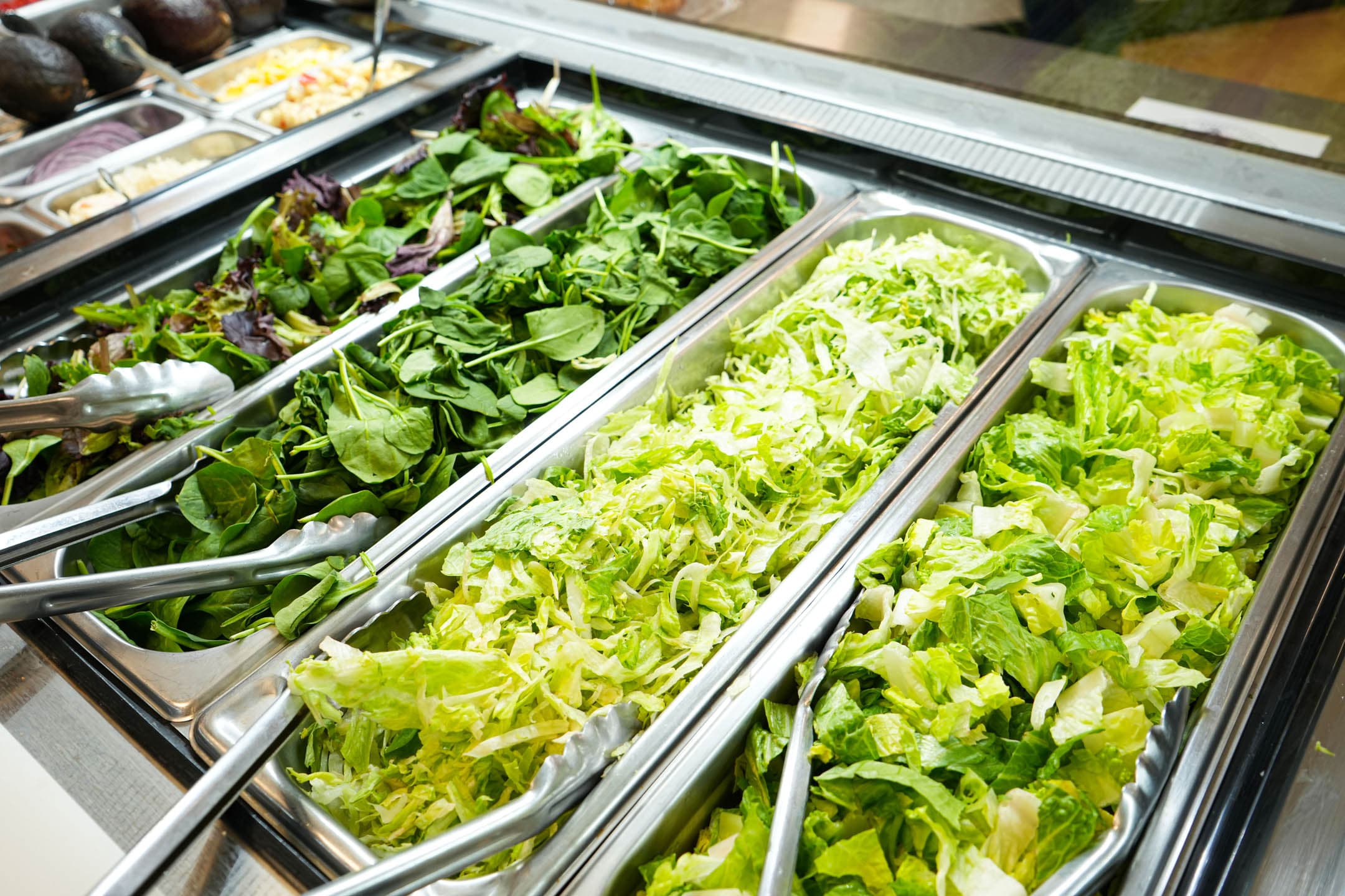 Lettuce and mixed greens at the build-your-own salad bar